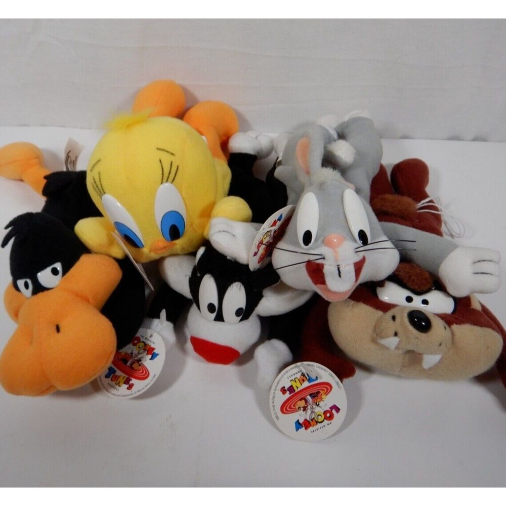 Play by Play Looney Tunes Daffy Bugs Taz Sylvester Tweety Vintage 1996 Beanbag
